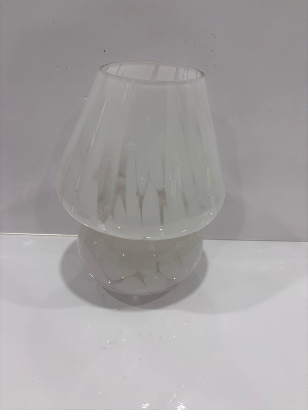 Hand Blown White Cased Art Glass Vase – Scandinavian/Murano Style – 8” Tall